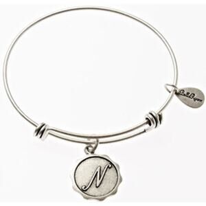 Bella Ryann N Adjustable Expandable Silvertone Wire Bangle Bracelet Initial
